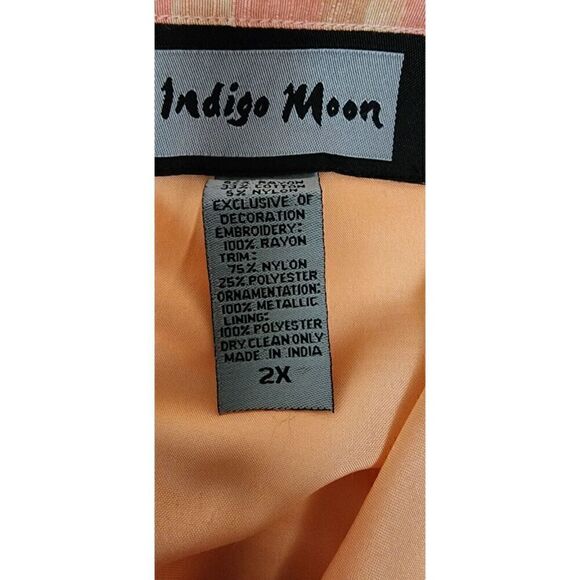 Indigo Moon Embroidery Tunic Top Sequin Beaded & Metallic Accents BOHO CHIC XL - Picture 7 of 7